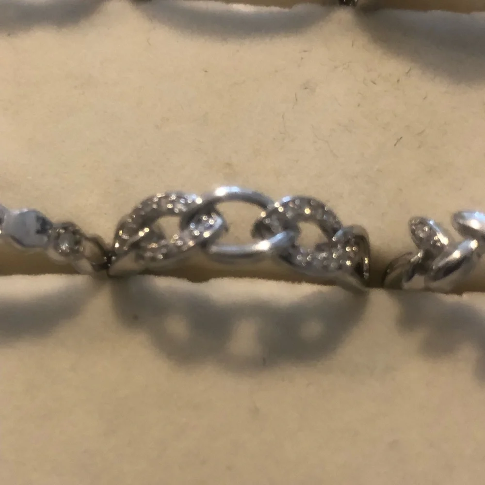 Silver Link Bracelet with Pavé Accents